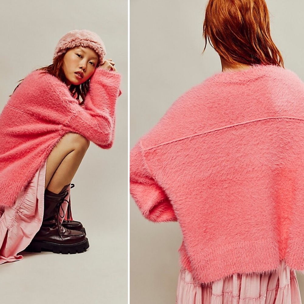 Free people Harrison Bunny Crew in pink size Large - Picture 3 of 8